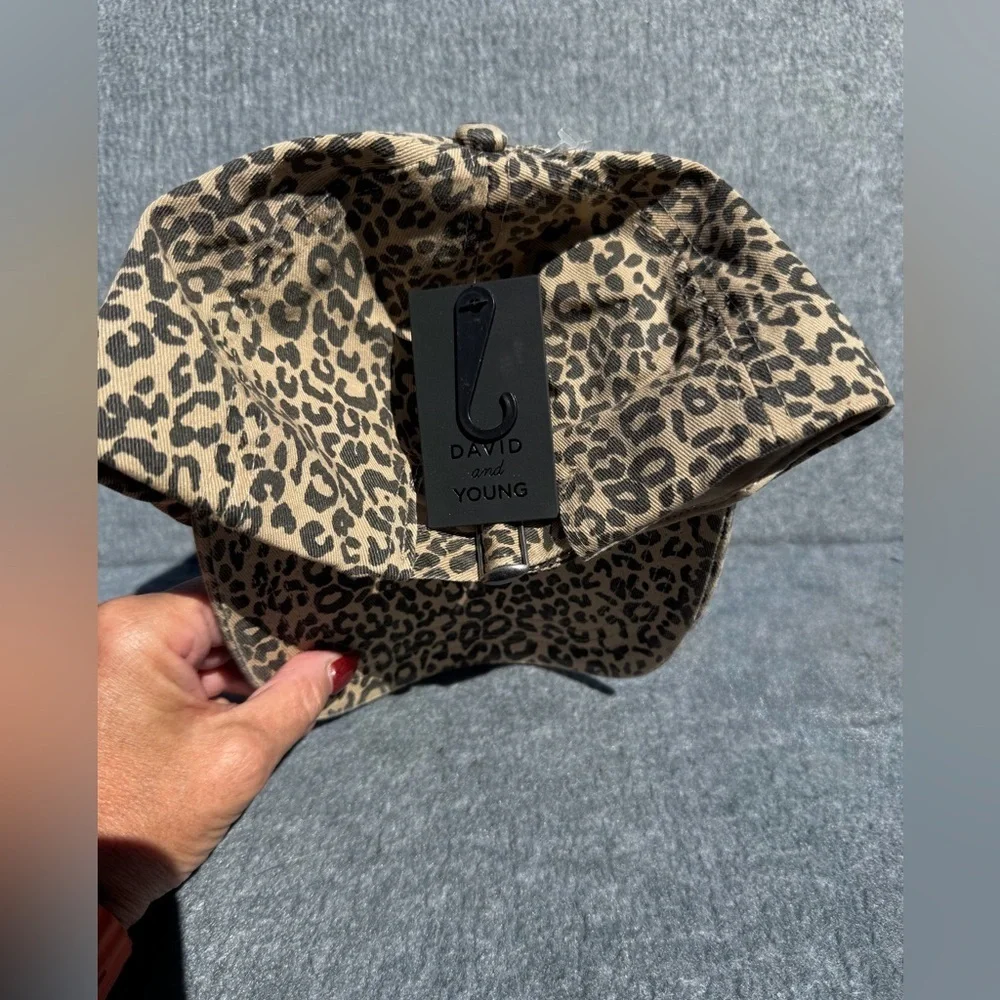 David and Young Womens Embroidered “ Dog Mom “ Leopard Adjustable Baseball Hat